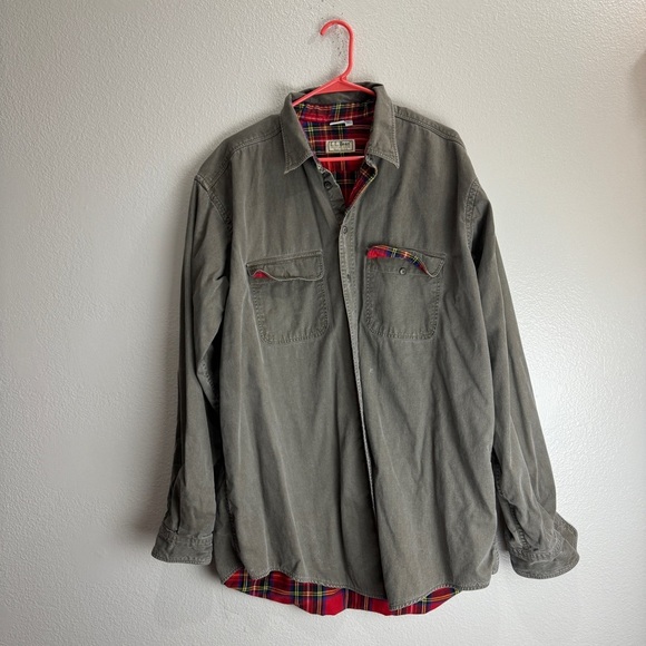 LL Bean Vintage Over Shirt Plaid Lined Size XLT - Picture 1 of 12